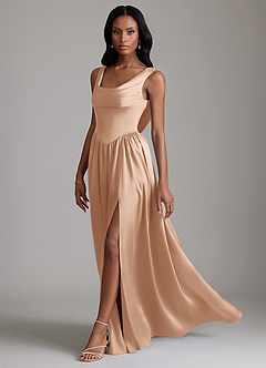 Azazie Novi Bridesmaid Dresses English Rose A-Line with Pockets Stretch Satin Dress image6