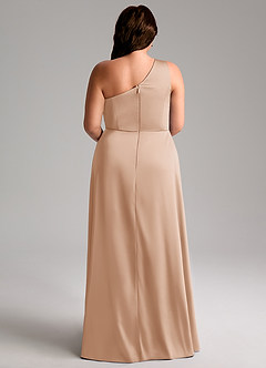 Azazie Brooke Bridesmaid Dresses English Rose A-Line One Shoulder Stretch Satin Dress image9