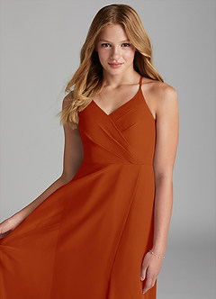Azazie Davis Junior Paprika A-Line Chiffon Dress image6