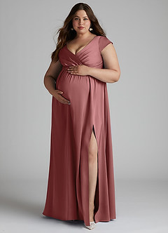 Azazie Allessia Maternity Bridesmaid Dresses A-Line Pleated Stretch Satin Floor-Length Dress image11