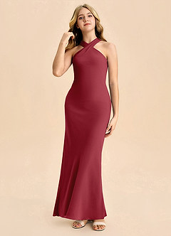 Azazie Doretta Junior Robe Fourreau en Mousseline de soie Plissée Grenade image3