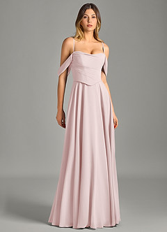 Azazie Chelsey Vestidos de damas de honor Vestido de Rosa Rubor de Gasa de Corte en A Convertible con Vestidos sin tirantes image3