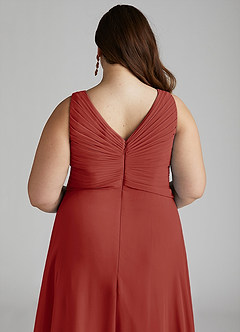 Azazie Flora Bridesmaid Dresses Terracotta A-Line Pleated Chiffon Dress image14