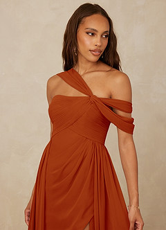 Christian Siriano Bridal for Azazie 1014 Bridesmaid Dresses Paprika A-Line Off the Shoulder Chiffon Dress image7