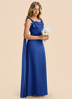 Azazie Chelsea Junior Royal Blue Sheath Pleated Stretch Satin Dress image6