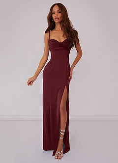 Barbie ♥ Azazie Bridesmaid Dresses Cabernet Mermaid Corset Stretch Satin Dress image1