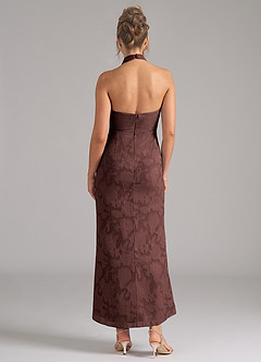 Azazie Marlissa Final Sale Dusty Blue Sheath Pleated Floral Burnout Dress image2