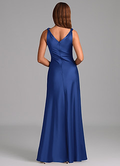Azazie Nerine Bridesmaid Dresses Royal Blue A-Line Pleated Stretch Satin Dress image5