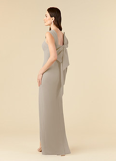 Azazie Ellen Mother of the Bride Dresses Taupe Sheath Side Slit Stretch Crepe Dress image4