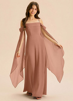 Azazie Moana Junior Linia A Pofałdowany Szyfon Długość podłogi Młodsza druhna Sukienka image1