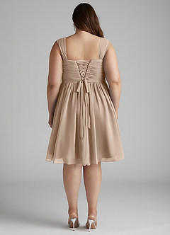 Azazie Angie Bridesmaid Dresses Taupe A-Line Corset Chiffon Dress image14