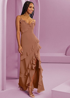 Barbie ♥ Azazie Vestidos de damas de honor Vestido de Bronceador de Gasa de Corte Recto image4