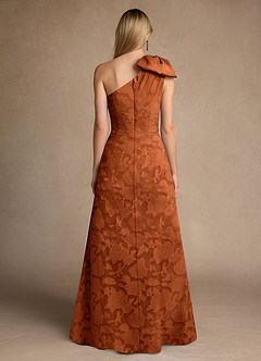 Azazie Easton Mother of the Bride Dresses Burnt Orange Ball-Gown One Shoulder Floral Burnout Dress image2