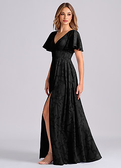 Azazie Kimber Jurken voor bruidsmeisjes Jurk van Bloemen Burn-out met A-Lijn met Zakken Zwart image5