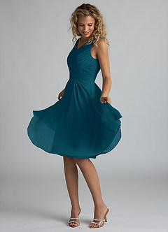 Azazie Grace Brautjungfernkleider A-Linie Plissee Chiffon Kleid Tintenblau image3