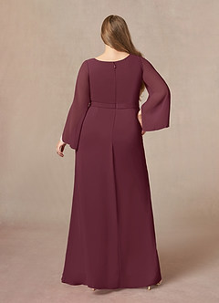Azazie Belinda Kleider für die Brautmutter A-Linie V-Hals Gefaltet Chiffon Kleid Cabernetrot image7