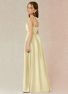 Azazie Arianthe Junior Vestido de Sorbete De Limón de Satén Elástico de Corte en A con Con bolsillos image3