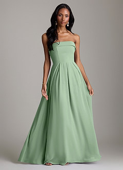 Azazie Lucienne Vestidos de damas de honor Vestido Matcha de Gasa de Línea A Convertible con Palabra de honor image1