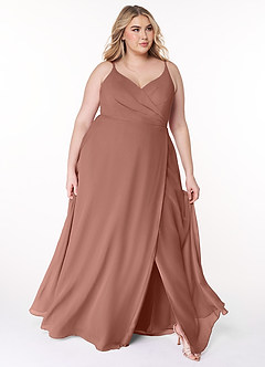 Azazie Lennon Bridesmaid Dresses Cedar Rose A-Line Lace Chiffon Dress image9