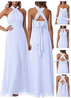 Azazie Fifi Bridesmaid Dresses A-Line Convertible Chiffon Floor-Length Dress image9