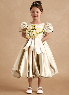 Azazie Jellybean Flower Girl Klänningar Klänning Balklänning i Matt satäng Ruched image3