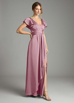 Azazie Omari Bridesmaid Dresses Vintage Mauve A-Line Stretch Satin Dress image5