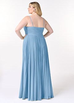 Azazie Vini Jurken voor bruidsmeisjes Jurk van Chiffon met A-Lijn V-hals geplooid Poederblauw image8
