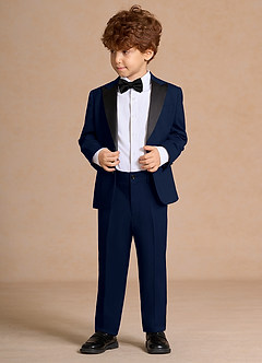 front Michael Bleu Marin Smokings à revers pointus pour garçons