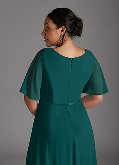 Azazie Tricia Mother of the Bride Dresses Peacock A-Line V-Neck Pleated Chiffon Dress image12
