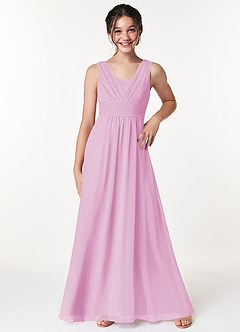 Azazie Sophia Junior Candy Pink A-Line Pleated Chiffon Dress image1