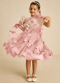 Azazie Sprout Flower Girl Dresses Rosette A-Line Bow Tulle Dress image3