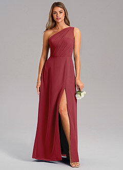 Azazie Phaedra Jurken voor bruidsmeisjes Jurk van Chiffon met A-Lijn One-Shoulder Granaatappel image9