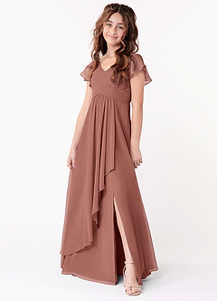 Azazie Omari Junior Cedar Rose A-Line Ruched Chiffon Dress image1