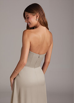 Azazie Wren Bridesmaid Dresses Frost A-Line Strapless Stretch Satin Convertible Dress image4