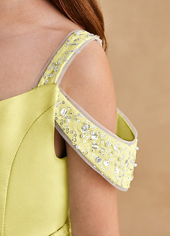 Azazie Jodi Flower Girl Dresses Lemon Sorbet A-Line Matte Satin Dress image6