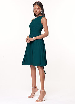 Azazie Katrina Jurken voor bruidsmeisjes Jurk van Chiffon met A-Lijn One-Shoulder Pijnboom image3