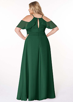 Azazie Dakota Bridesmaid Dresses Dark Green A-Line V-Neck Pleated Chiffon Dress image9