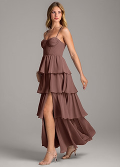 Azazie Alanna Brautjungfernkleider A-Linie Herzausschnitt Chiffon Kleid Espresso image4
