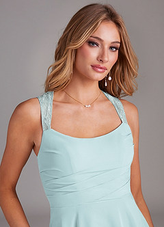Azazie Vina Bridesmaid Dresses Mist A-Line Lace Chiffon Dress image6