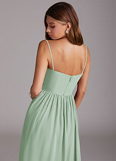 Azazie Calianna Bridesmaid Dresses Agave A-Line Off the Shoulder Chiffon Convertible Dress image8