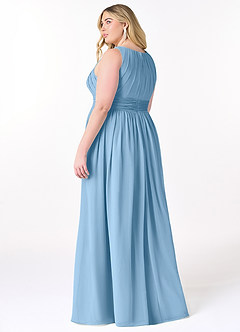 Azazie Harper Bridesmaid Dresses Steel Blue A-Line Pleated Chiffon Dress image7