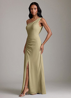 Azazie Madelyn Bridesmaid Dresses Moss Green Mermaid One Shoulder Chiffon Convertible Dress image6