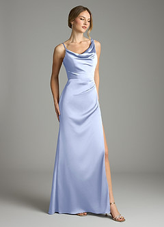 Azazie Samara Robes de demoiselle d'honneur Robe Sirène en Satin extensible Plissée Eis image4