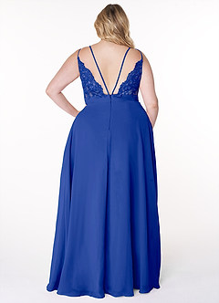 Azazie Lennon Bridesmaid Dresses Royal Blue A-Line Lace Chiffon Dress image8