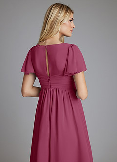 Azazie Verna Maternity Bridesmaid Dresses A-Line V-Neck Ruched Chiffon Floor-Length Dress image6