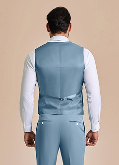 front James Light Blue Structured Stretch Suit Vest