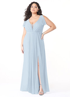 Azazie Reverie Bridesmaid Dresses A-Line V-Neck Ruched Chiffon Floor-Length Dress image7
