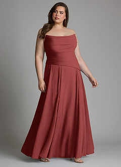 Azazie Gabriela Bridesmaid Dresses Terracotta A-Line Corset Chiffon Dress image16