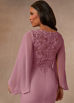 Azazie Perry Mother of the Bride Dresses Vintage Mauve Mermaid V-Neck Lace Chiffon Dress image4