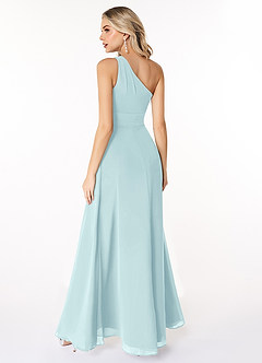 Azazie Dallas Bridesmaid Dresses Sea Glass A-Line One Shoulder Chiffon Dress image2